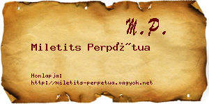 Miletits Perpétua névjegykártya